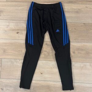 Adidas Youth Tiro 17 Black Track Pants with Blue Stripes